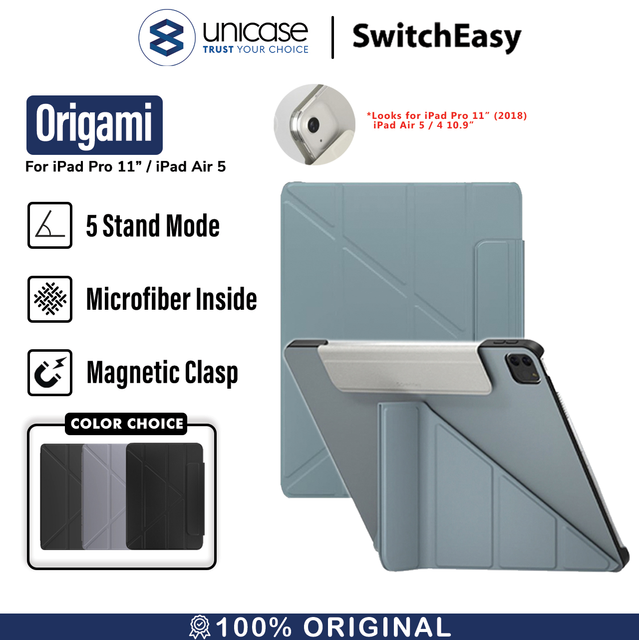 Case iPad Pro 11/Air 5/4 10.9 2022 SwitchEasy Origami Stand Flip Cover