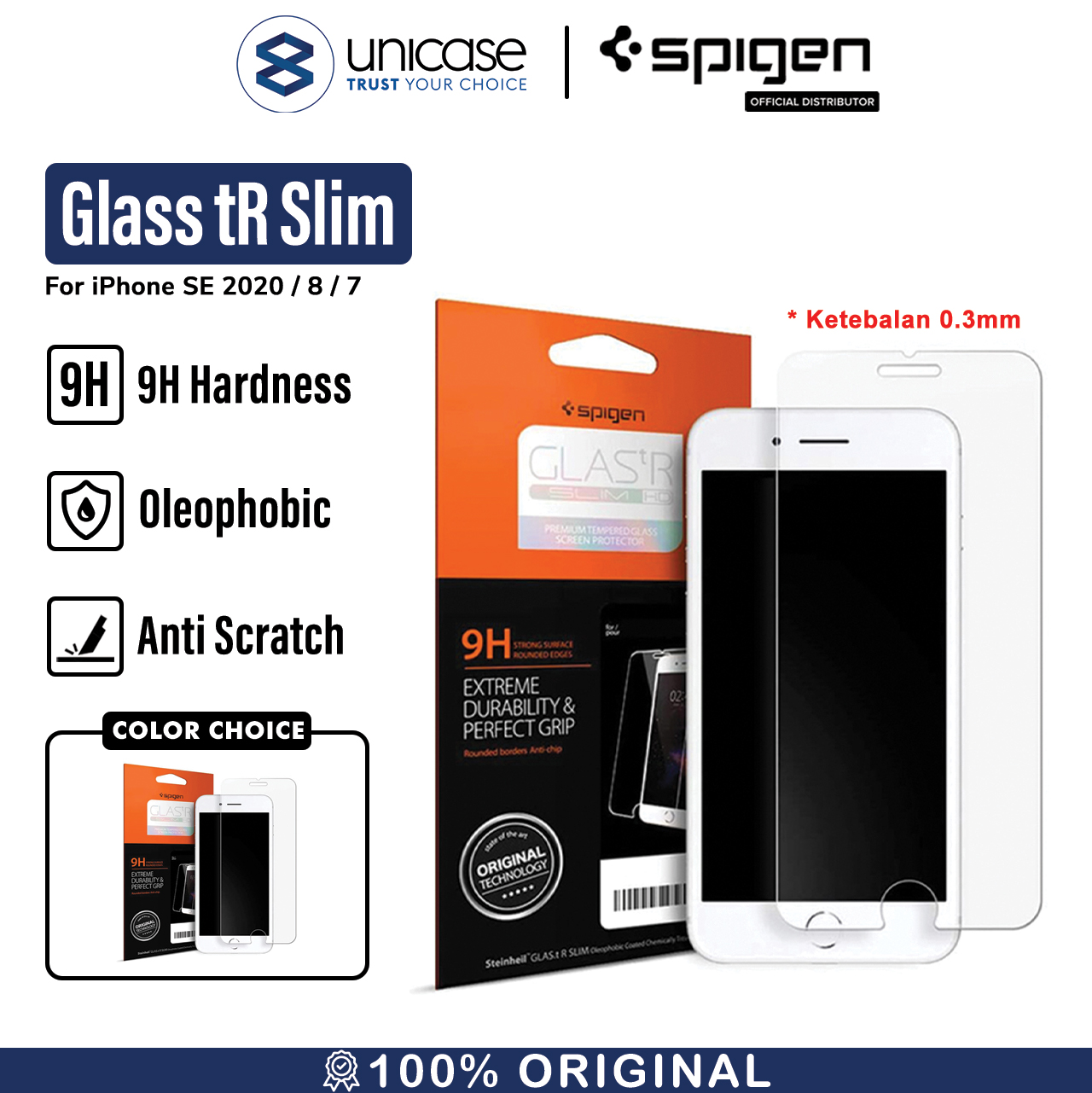 Spigen iPhone SE 2020 / 8 / 7 Tempered Glass 1 Pack GlastR Slim HD - Clear AGL01374