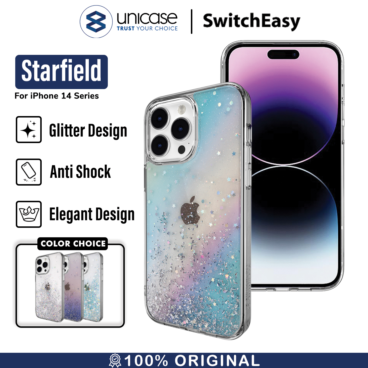 Case iPhone 15/ 14 Pro Max Plus SwitchEasy Starfield Glitter Casing