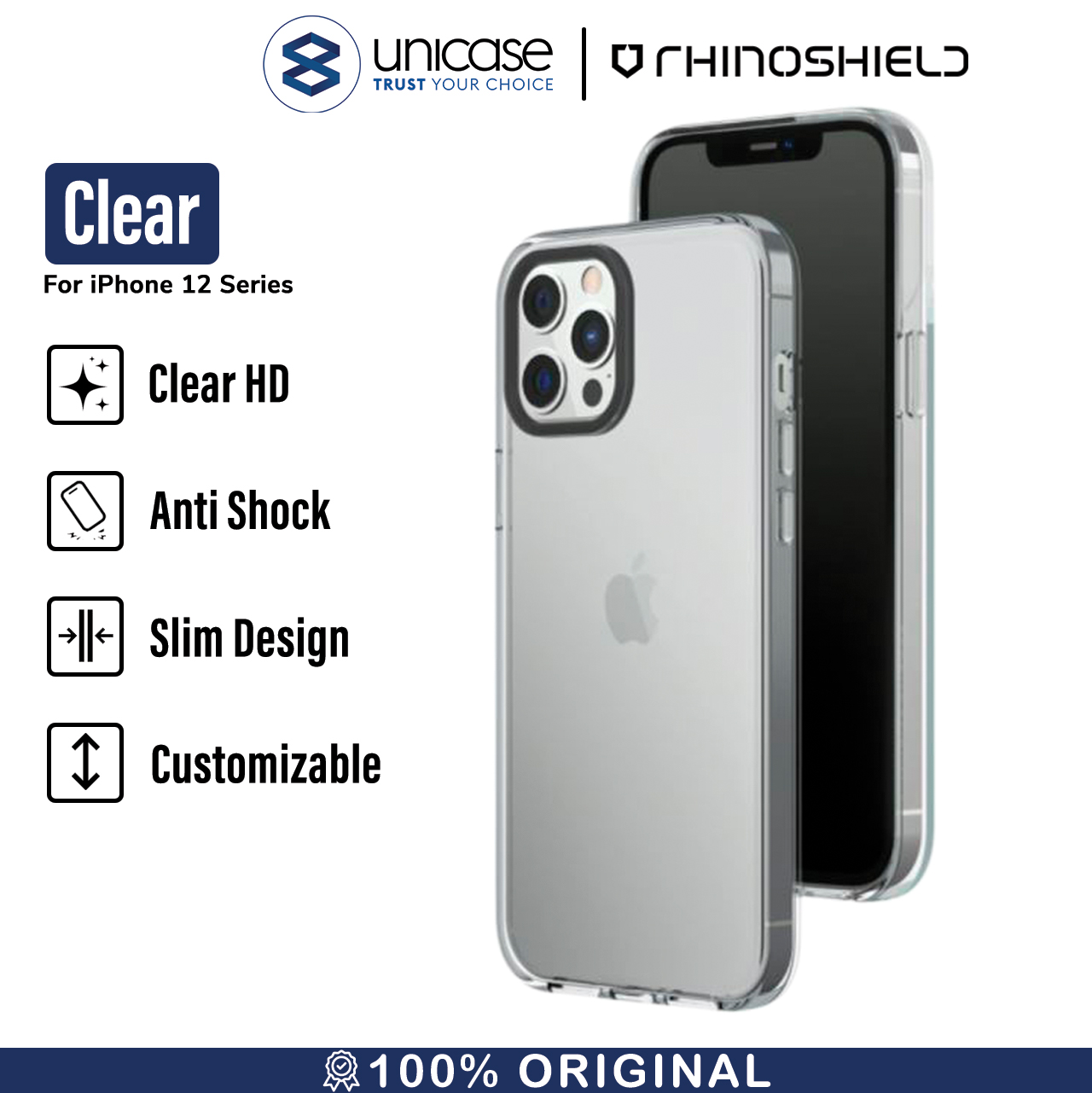 Case iPhone 12 Pro Max Mini RhinoShield Clear Slim Anti Crack Casing
