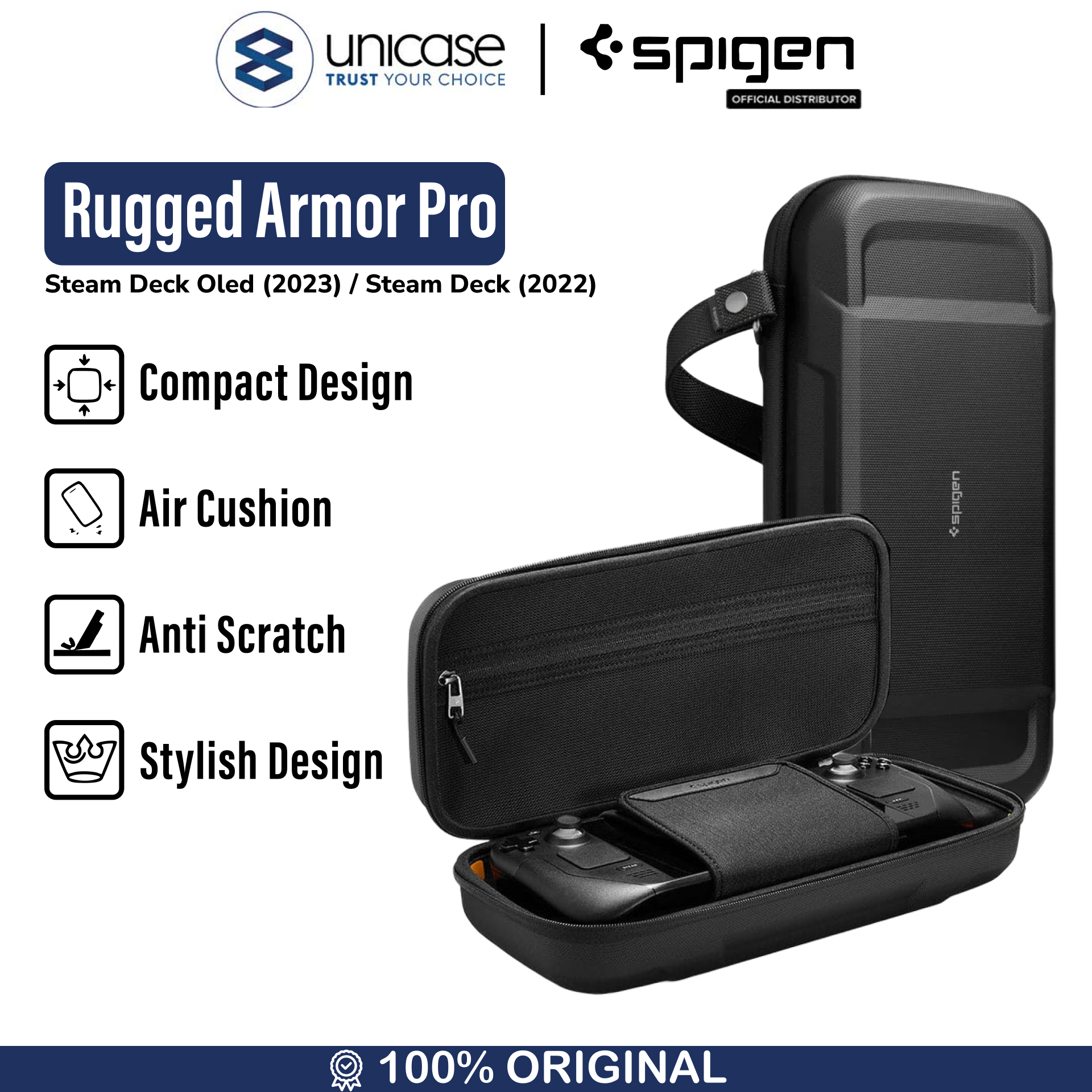 Spigen Steam Deck OLED (2023) / Steam Deck (2022) Pouch Rugged Armor Pro - Black AFA03731