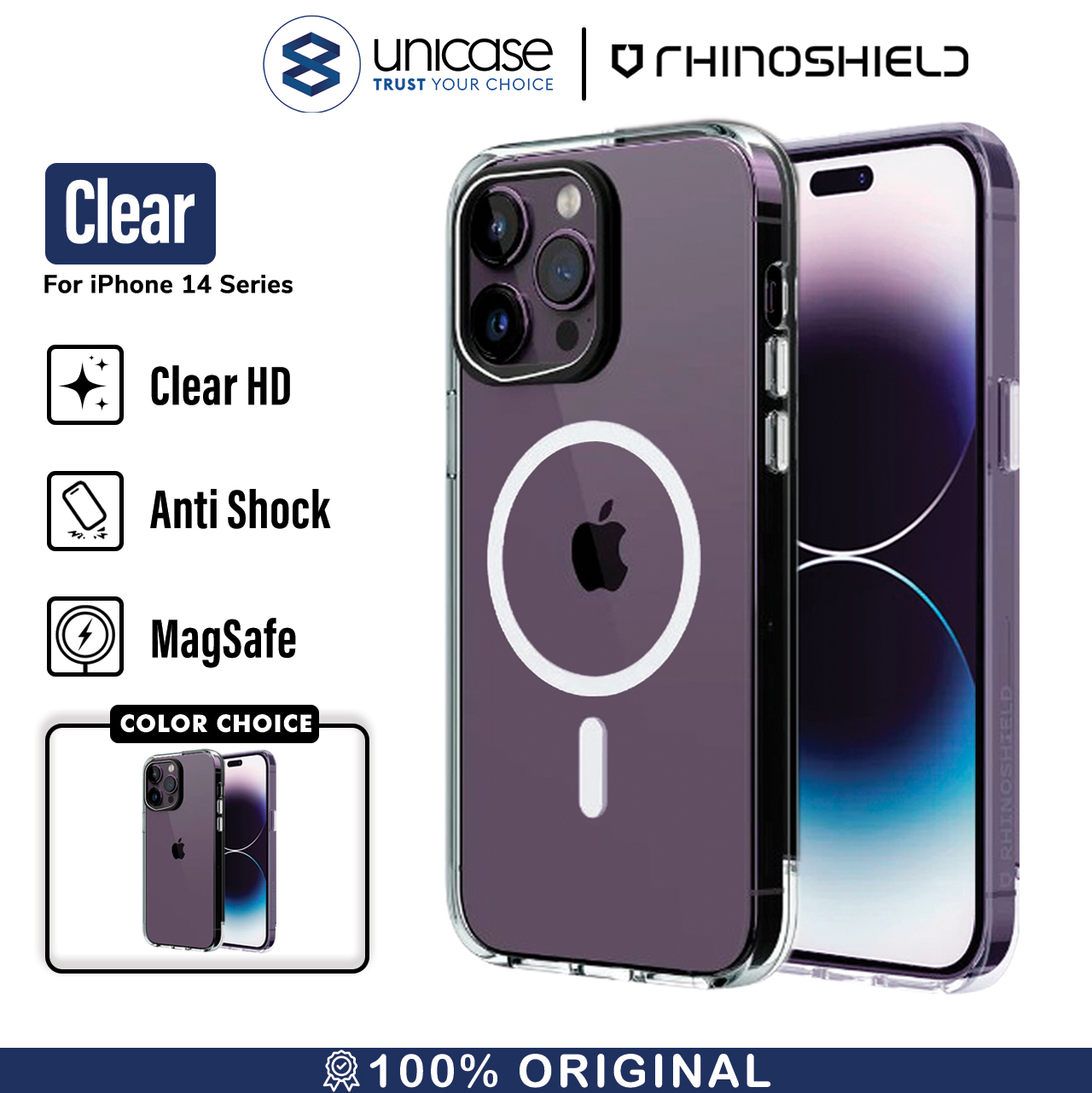 Case iPhone 14 Pro Max Plus RhinoShield Clear Anti Crack Hard Casing