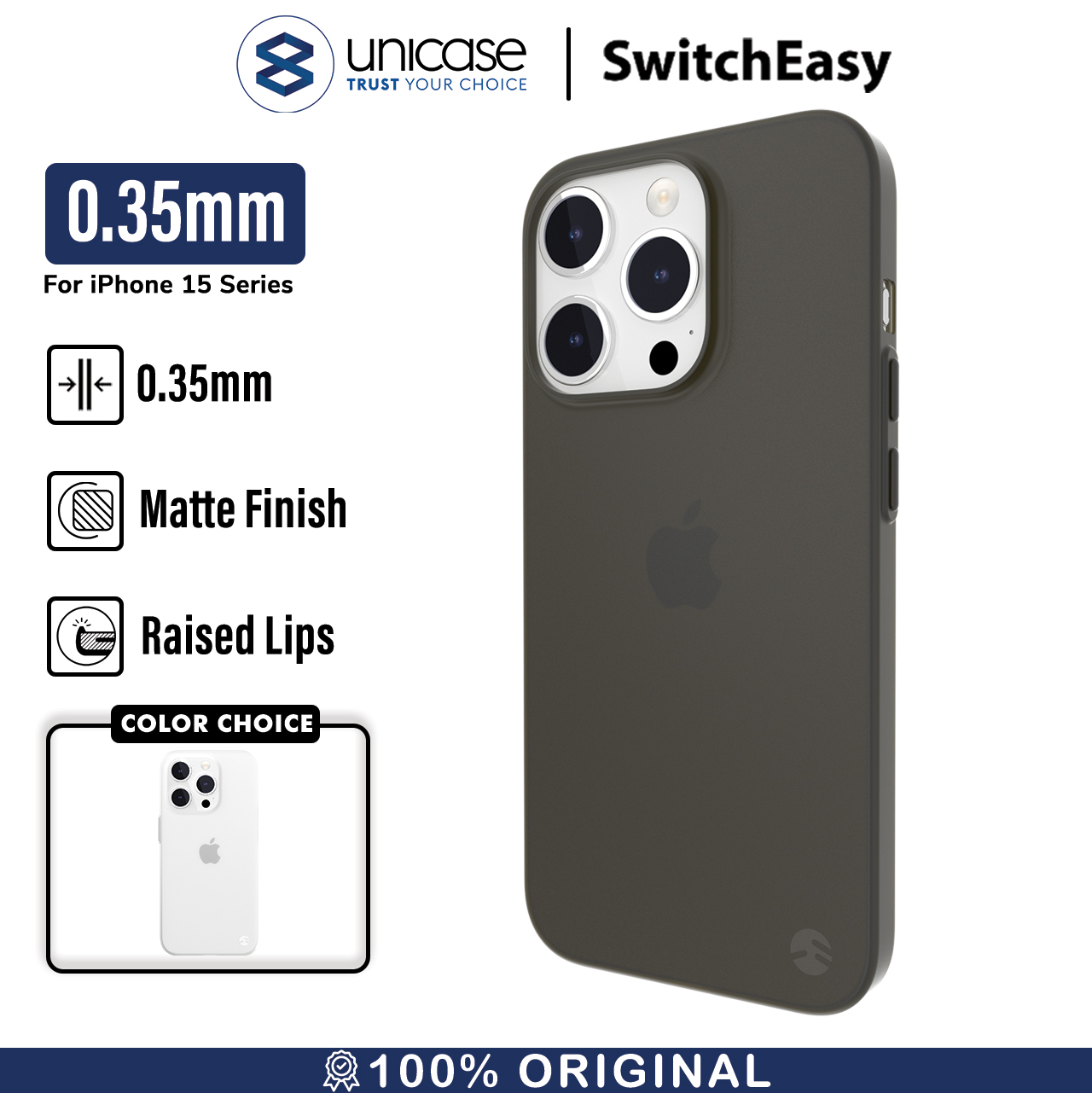 Case iPhone 15 Pro Max Plus SwitchEasy 0.35mm Slim Thin Matte Casing