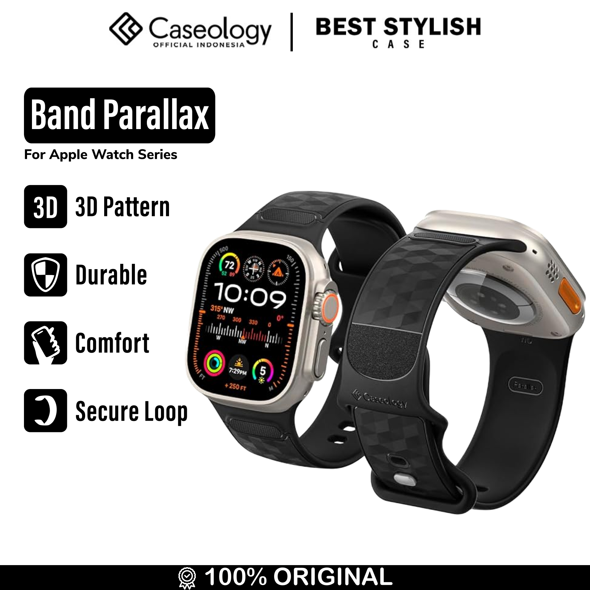 Caseology Apple Watch 49mm / 46mm / 45mm / 44mm / 42mm (Series 3 / 2 / 1) Band Parallax - Matte Black AMP07135
