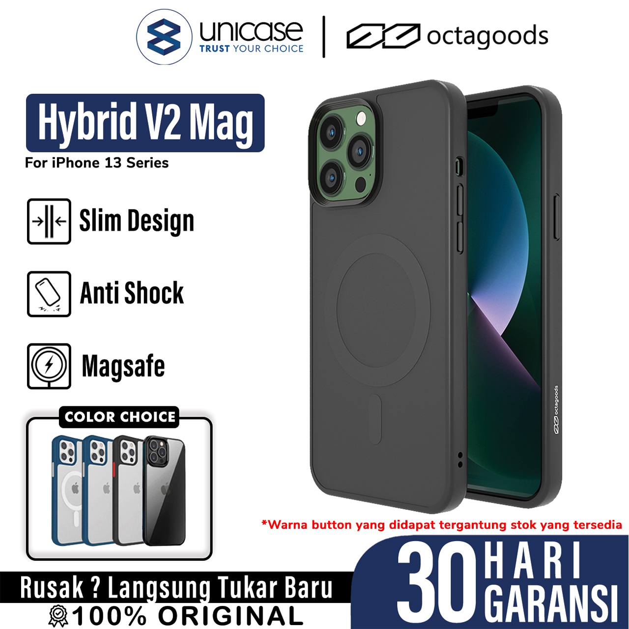 Case iPhone 13 Pro Max Mini OctaGoods Hybrid V2 Clear Matte Casing