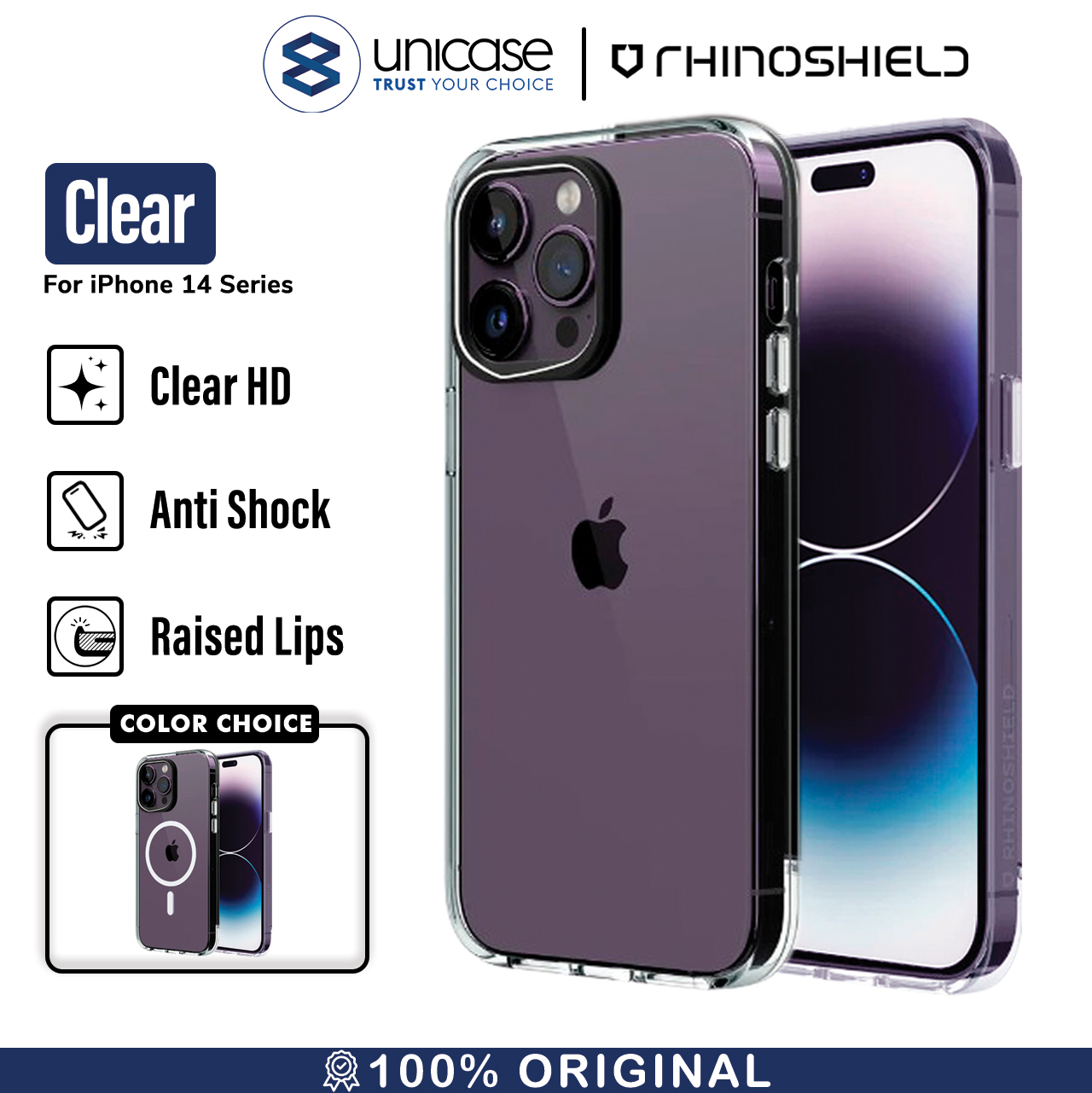 Case iPhone 14 Pro Max Plus RhinoShield Clear Anti Crack Hard Casing