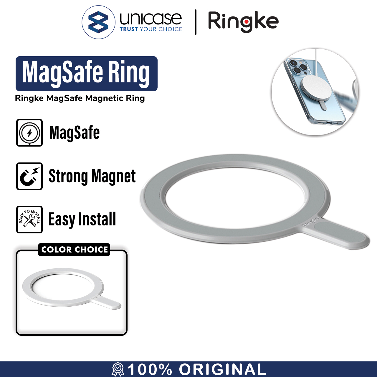 MagSafe Ring iPhone Ringke Magnetic Plate Adapter Stiker Cincin Magnet
