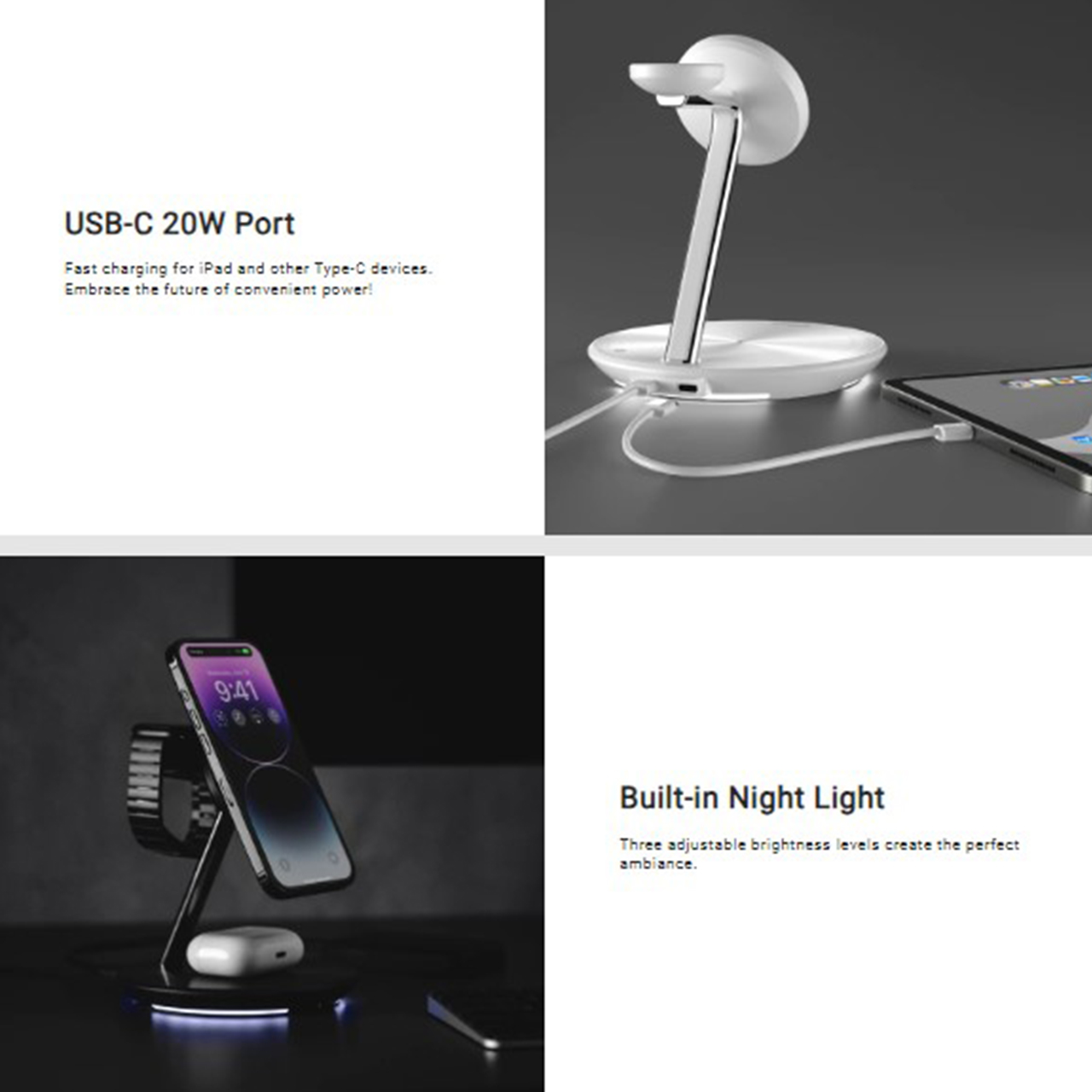 Magnetic Wireless Charging MagEasy PowerStation 5 in 1 Stand Holder
