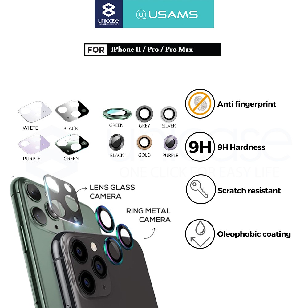 Camera Tempered Glass iPhone 11 / Pro / Max USAMS Ring Lens Protector