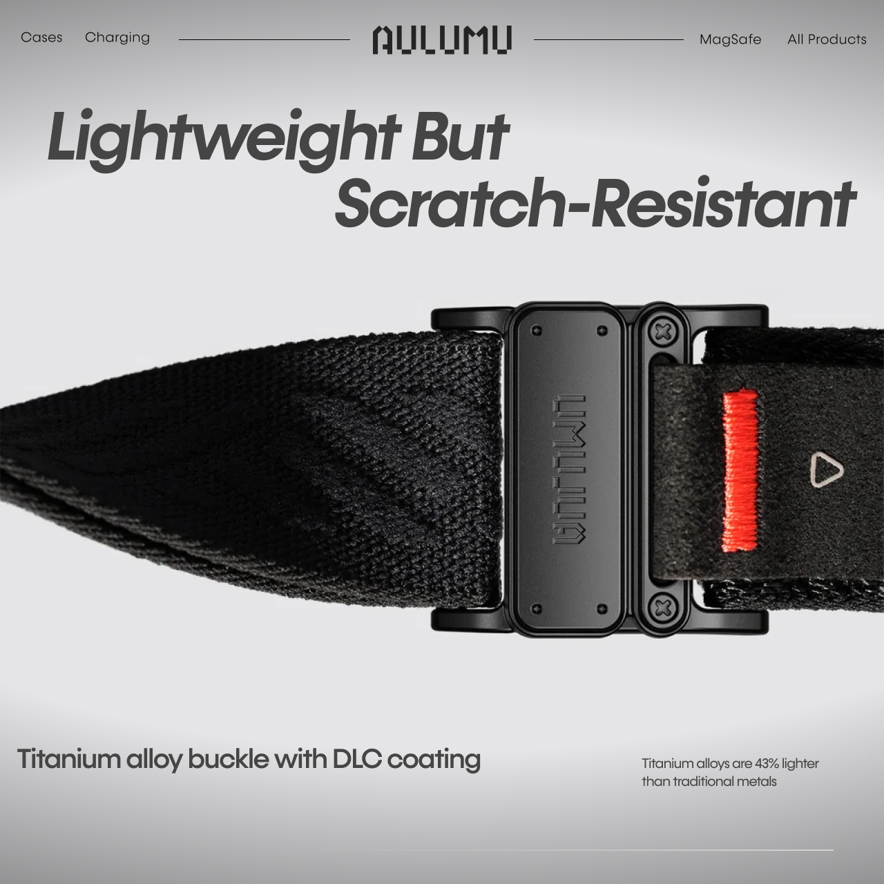 Aulumu Apple Watch 49mm / 46mm / 45mm / 44mm / 42mm (Series 3 / 2 / 1) Strap Mag Buckle C03 Titanium Buckle - Black C03-TI-SL-BK