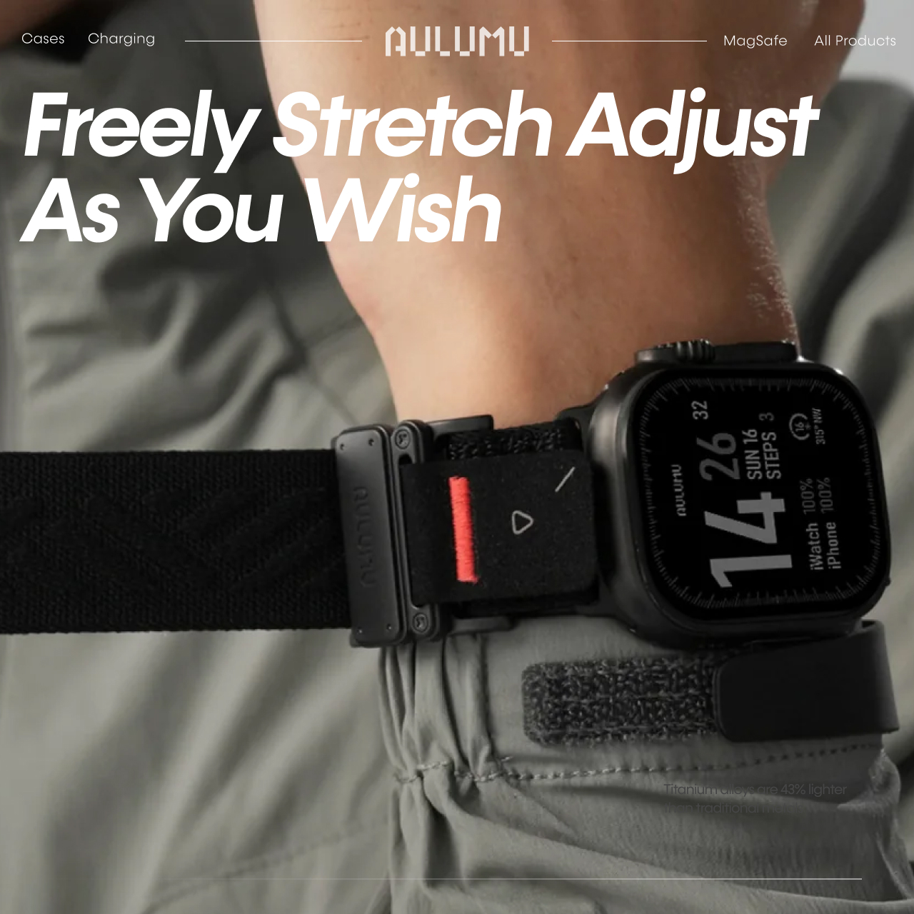 Aulumu Apple Watch 49mm / 46mm / 45mm / 44mm / 42mm (Series 3 / 2 / 1) Strap Mag Buckle C03 Titanium Buckle - Black C03-TI-SL-BK