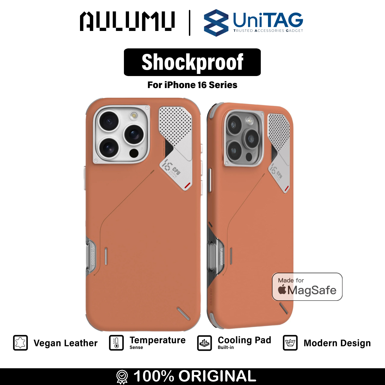 Aulumu iPhone 16 Pro Case Slim Shockproof with Camera Control - Brown A16-SP-YB-PRO
