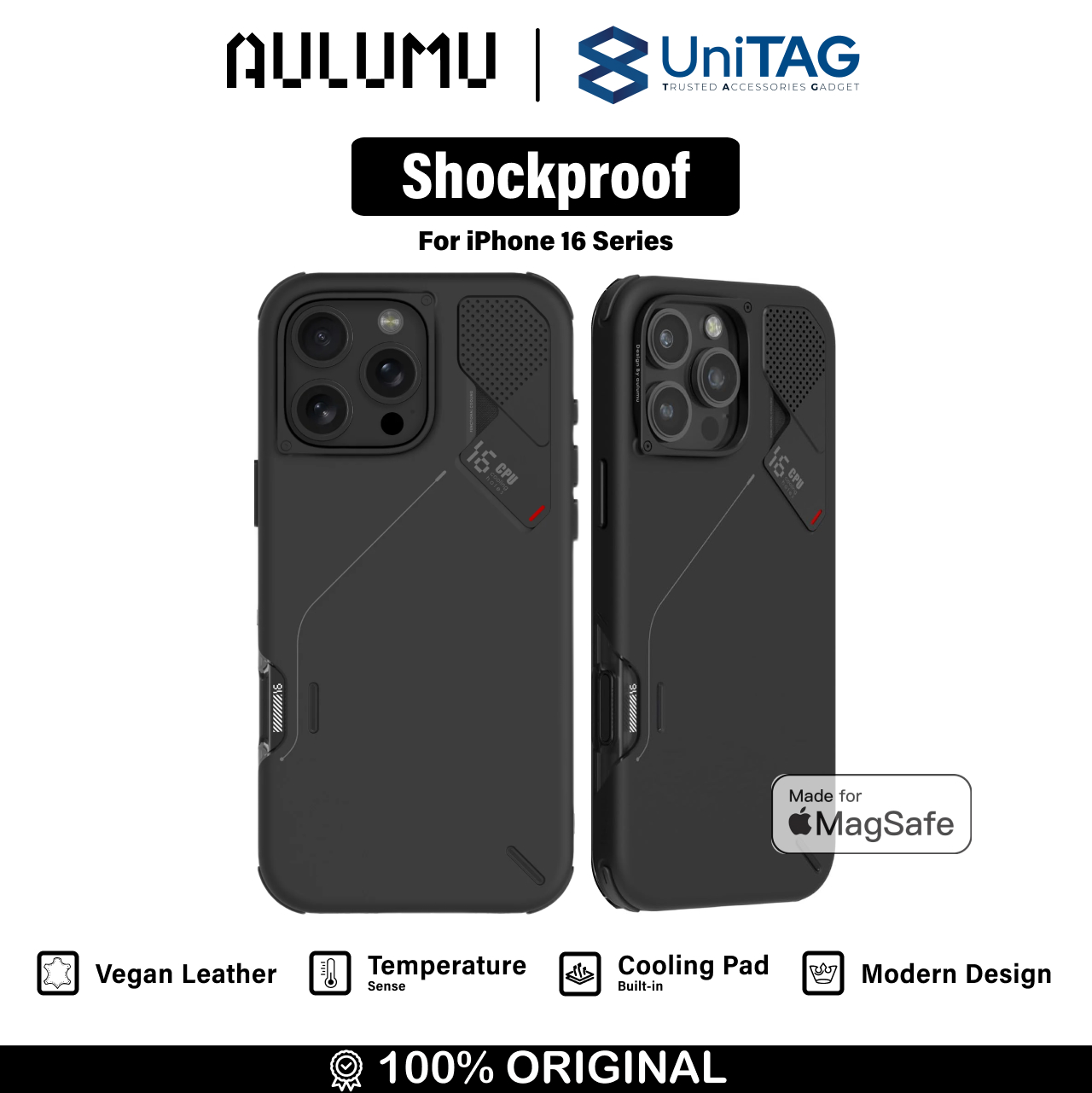 Aulumu iPhone 16 Pro Case Slim Shockproof with Camera Control - Black A16-SP-BK-PRO-B