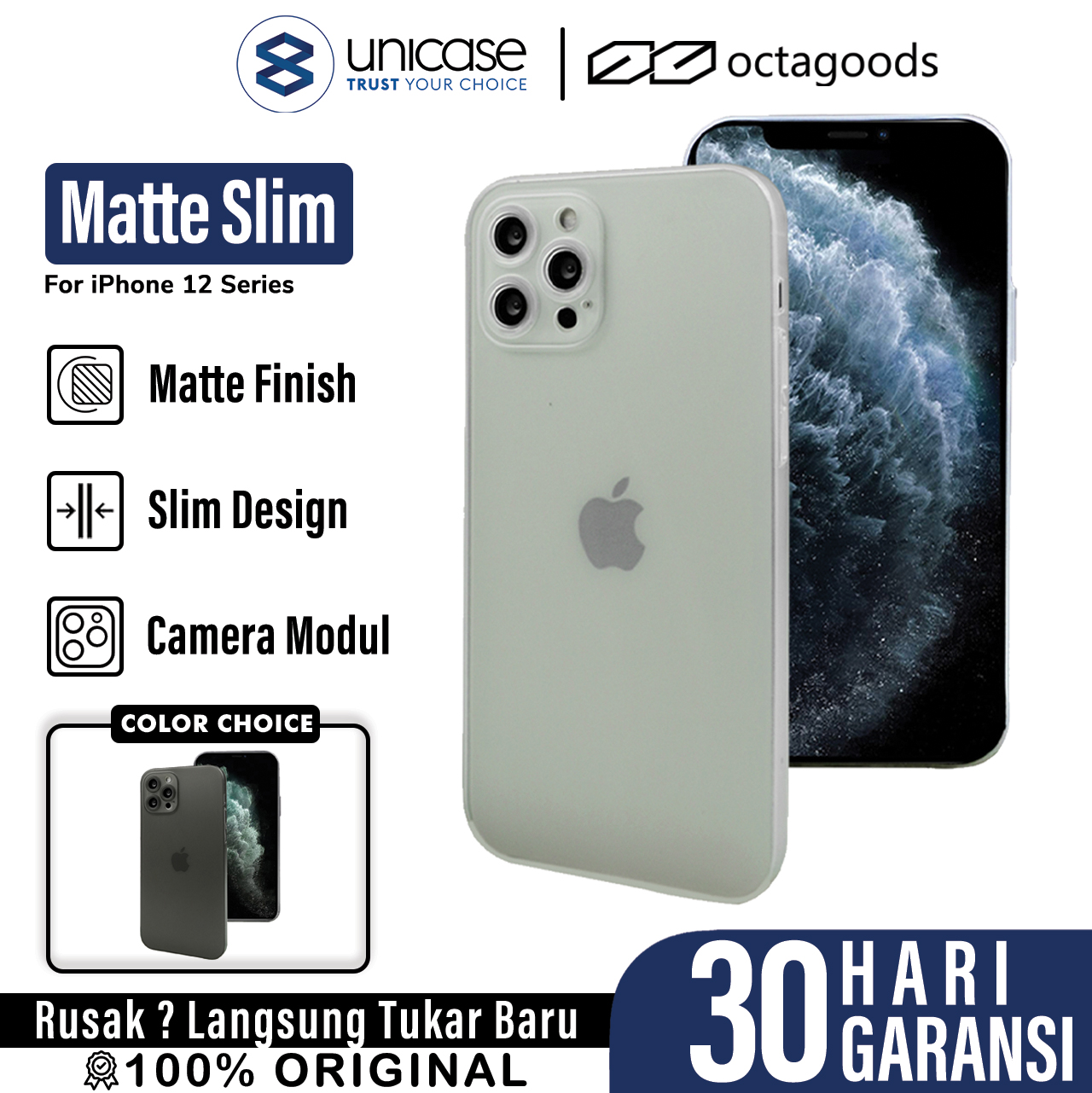 Case iPhone 12 Pro Max Mini Octagoods Matte Slim Camera Cover Hardcase