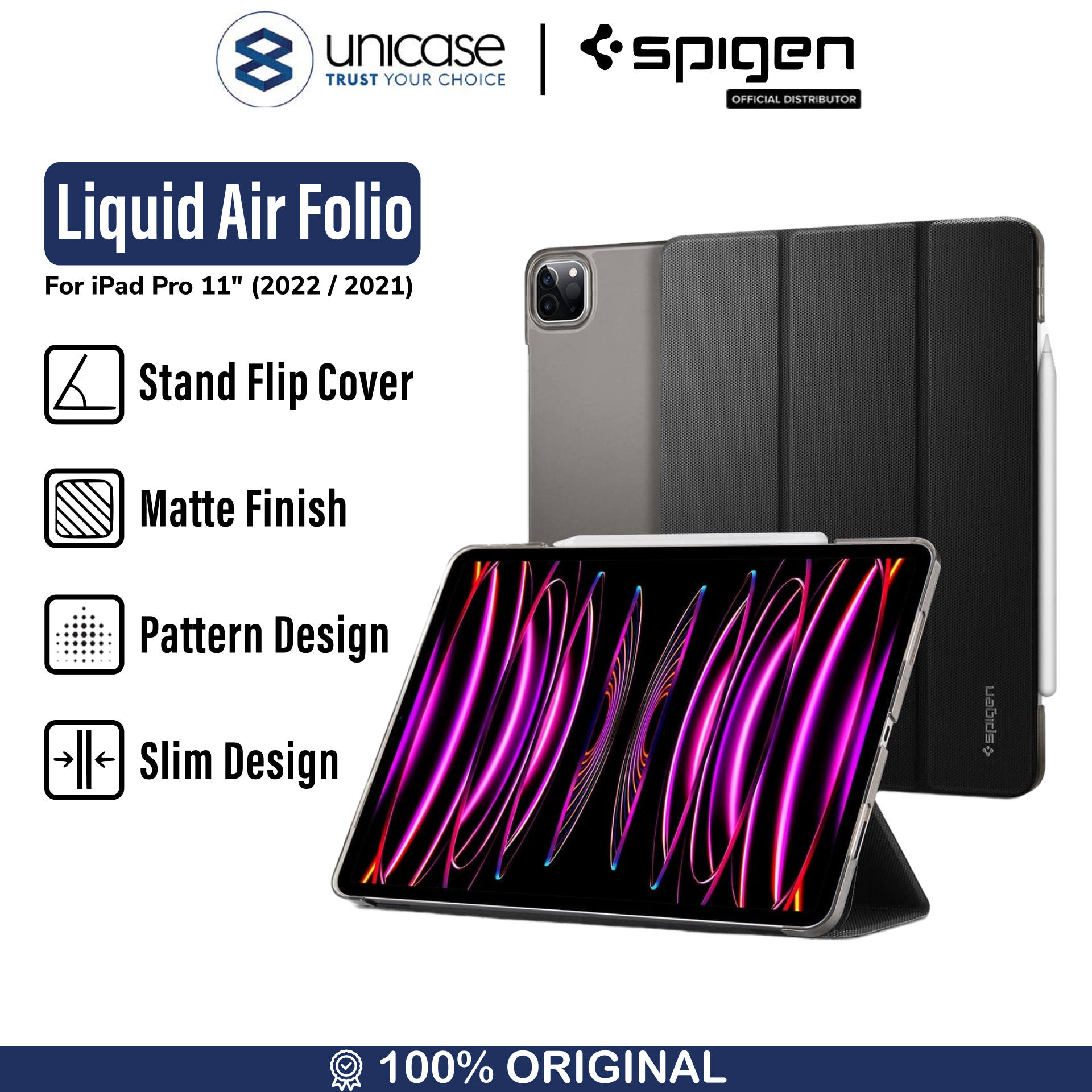 Spigen iPad Pro 11" (2022 / 2021) Case Liquid Air Folio - Black ACS05466