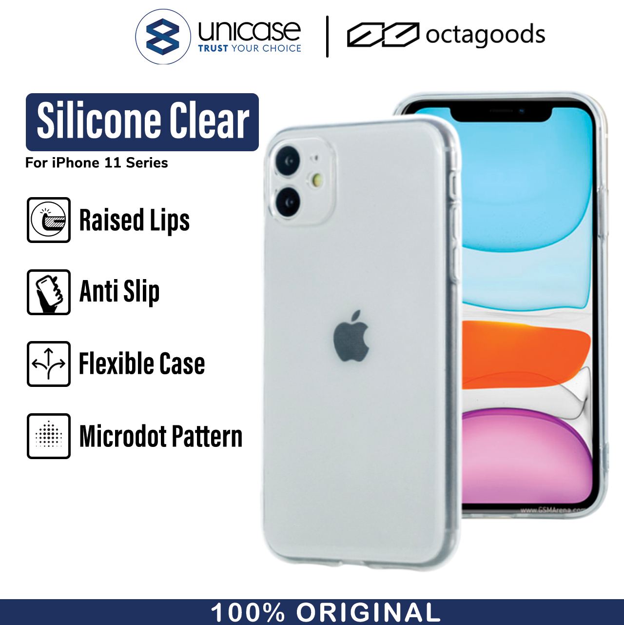 Case iPhone 11 Pro / Max / 11 Octagoods Silicone Clear TPU Soft Casing