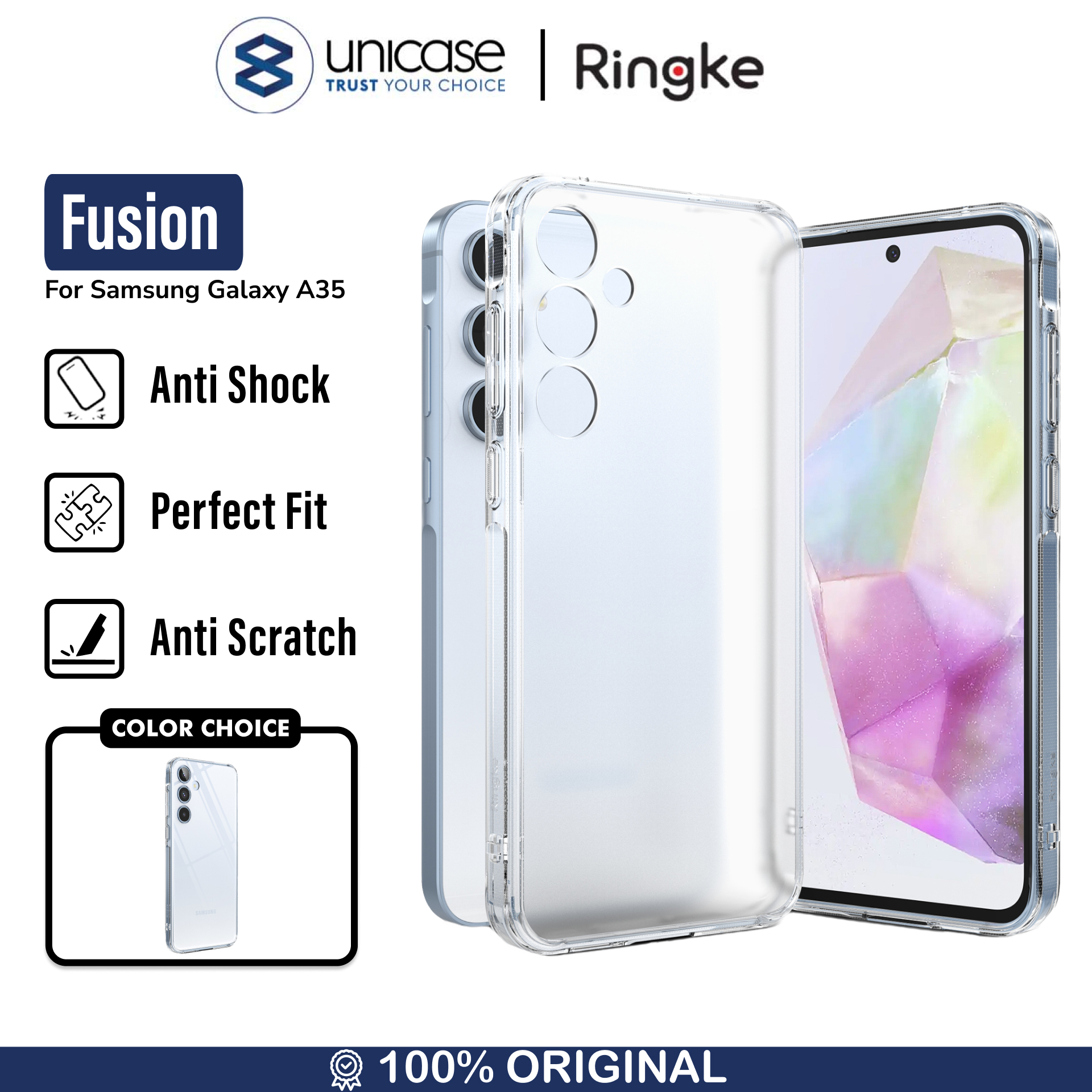 Case Samsung Galaxy A35 Ringke Fusion Clear Anti Crack Cover Casing