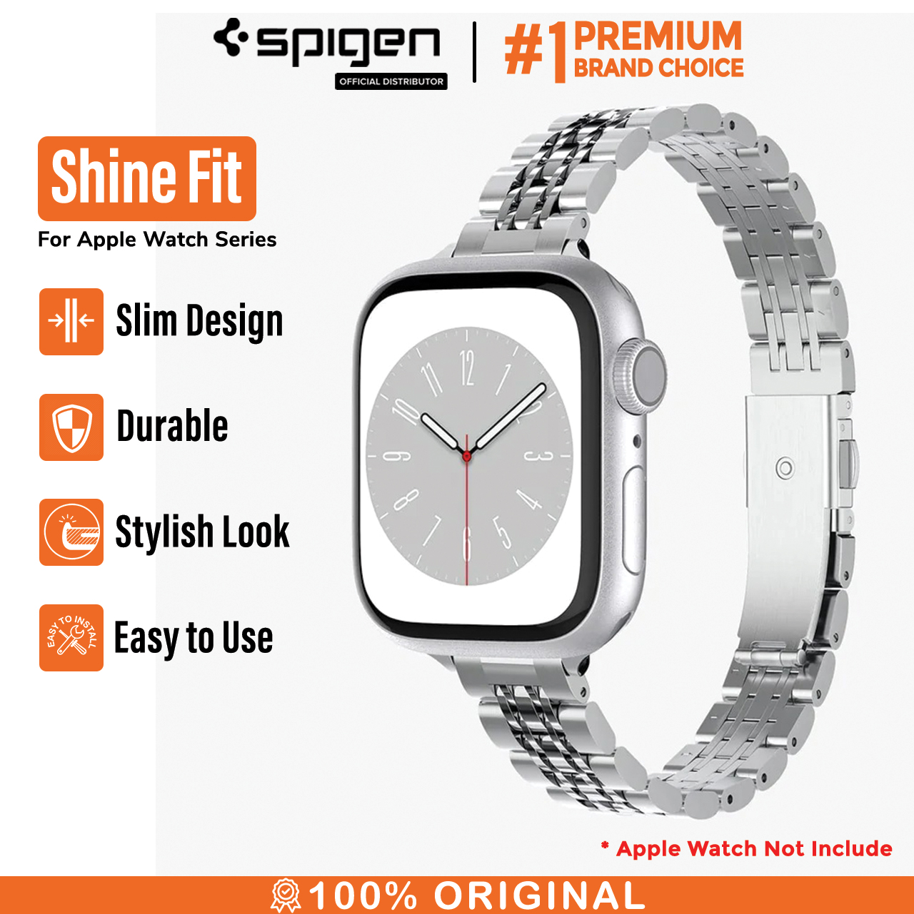 Spigen Apple Watch 42mm (Series 10) / 41mm / 40mm / 38mm Strap Watch Shine Fit - Silver AMP06920