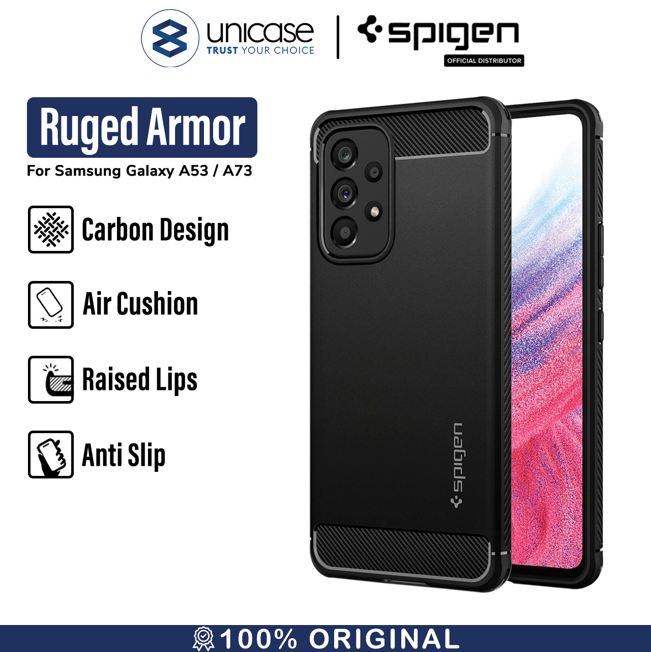 Case Samsung Galaxy A53 / A73 Spigen Rugged Armor Carbon TPU Casing