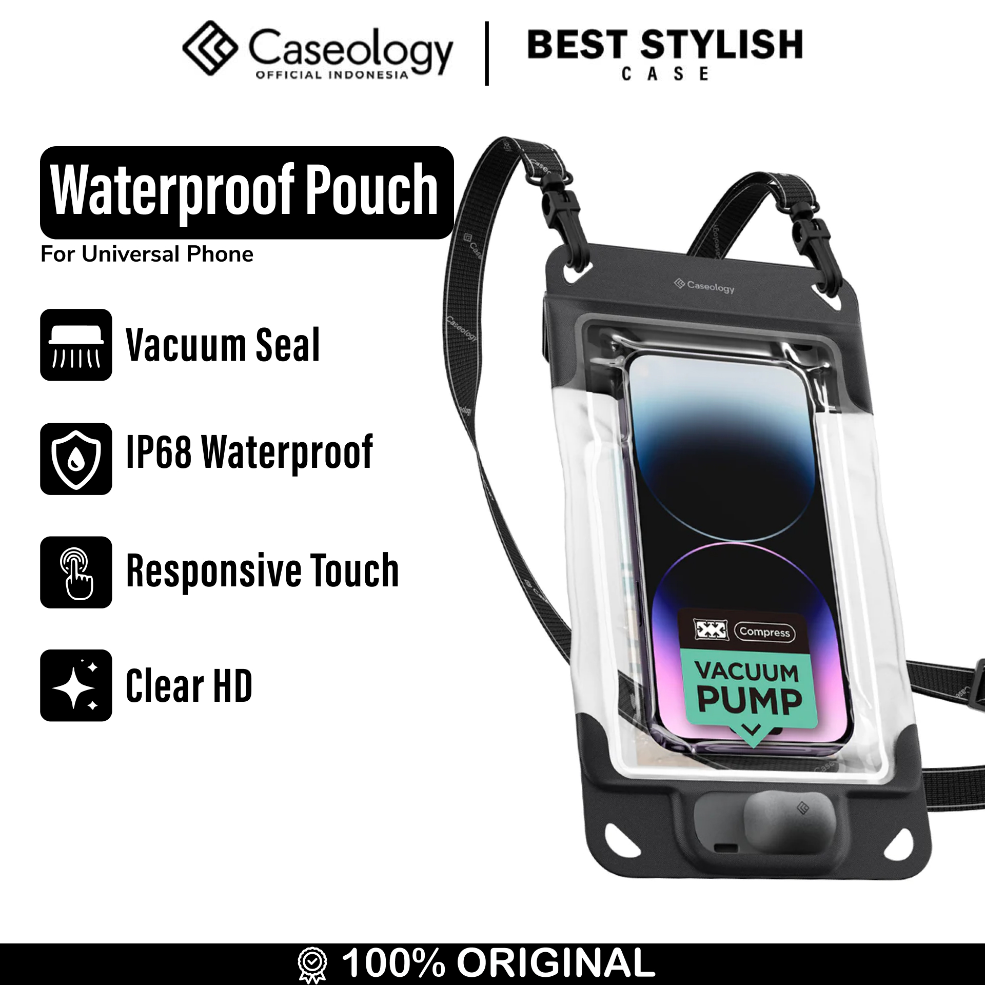 Caseology Waterproof Phone Pouch (Vacuum) (1Pack) - Charcoal Gray ACS06257