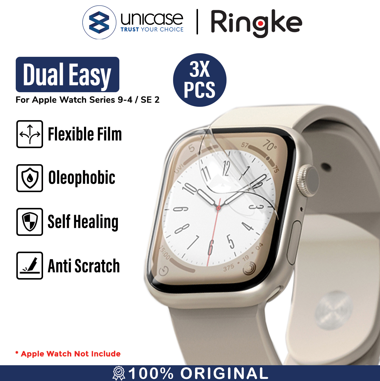 Screen Protector Apple Watch 9/8/7/SE 2 45/44/41/40mm Ringke Dual Easy