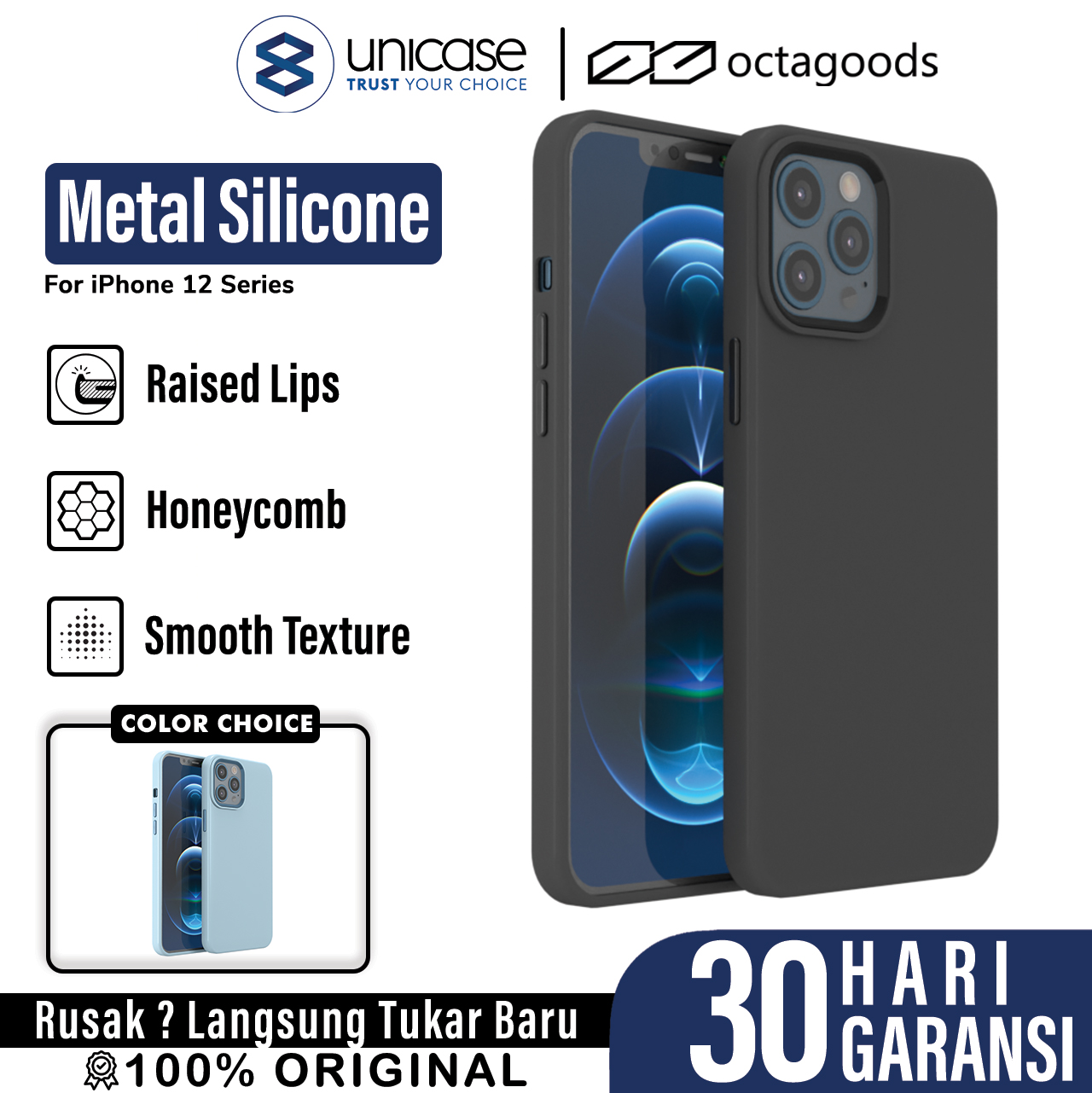 Case iPhone 12 Pro Max Mini Octagoods Metal Silicone Hybrid Soft Matte