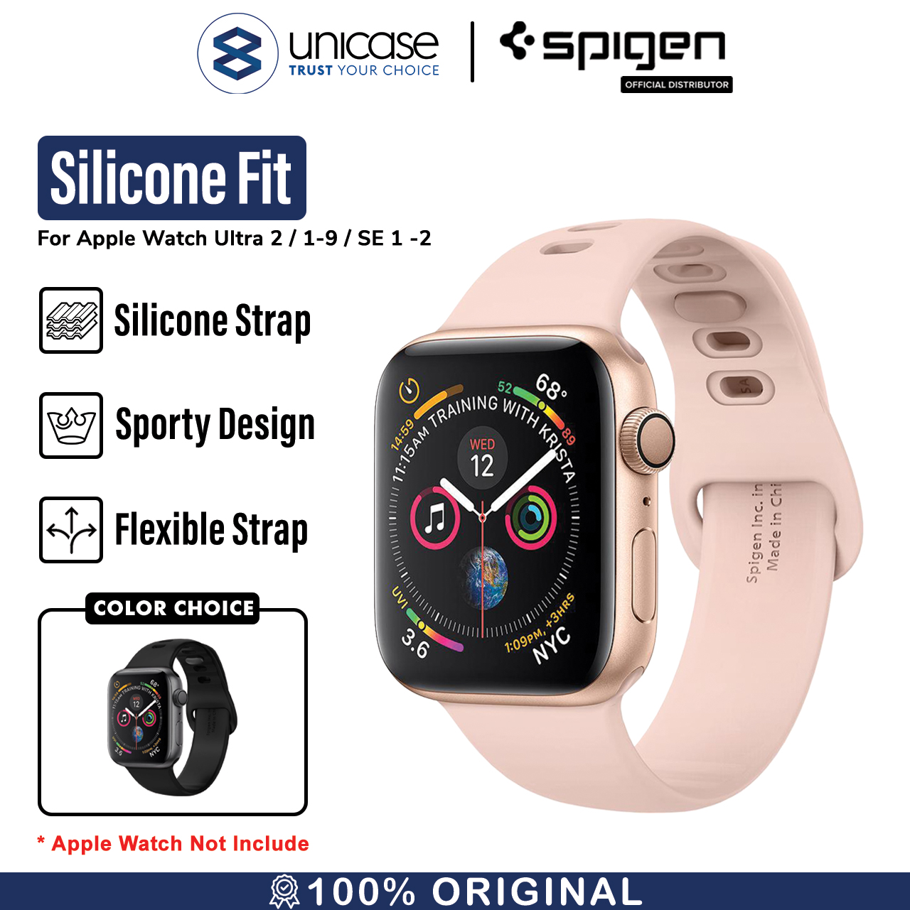 Strap Apple Watch Ultra 2 9/8/7/SE 49/45/44/41mm Spigen Silicone Fit