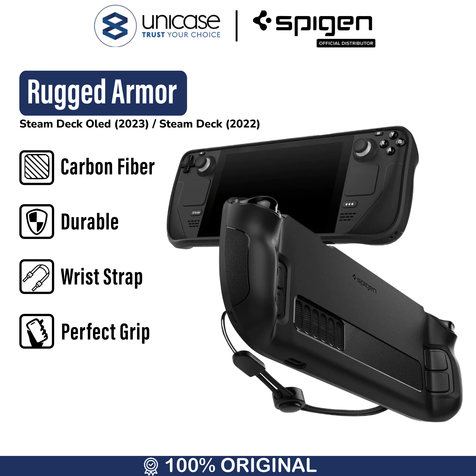 Spigen Steam Deck OLED (2023) / Steam Deck (2022) Case Rugged Armor - Black ACS03730