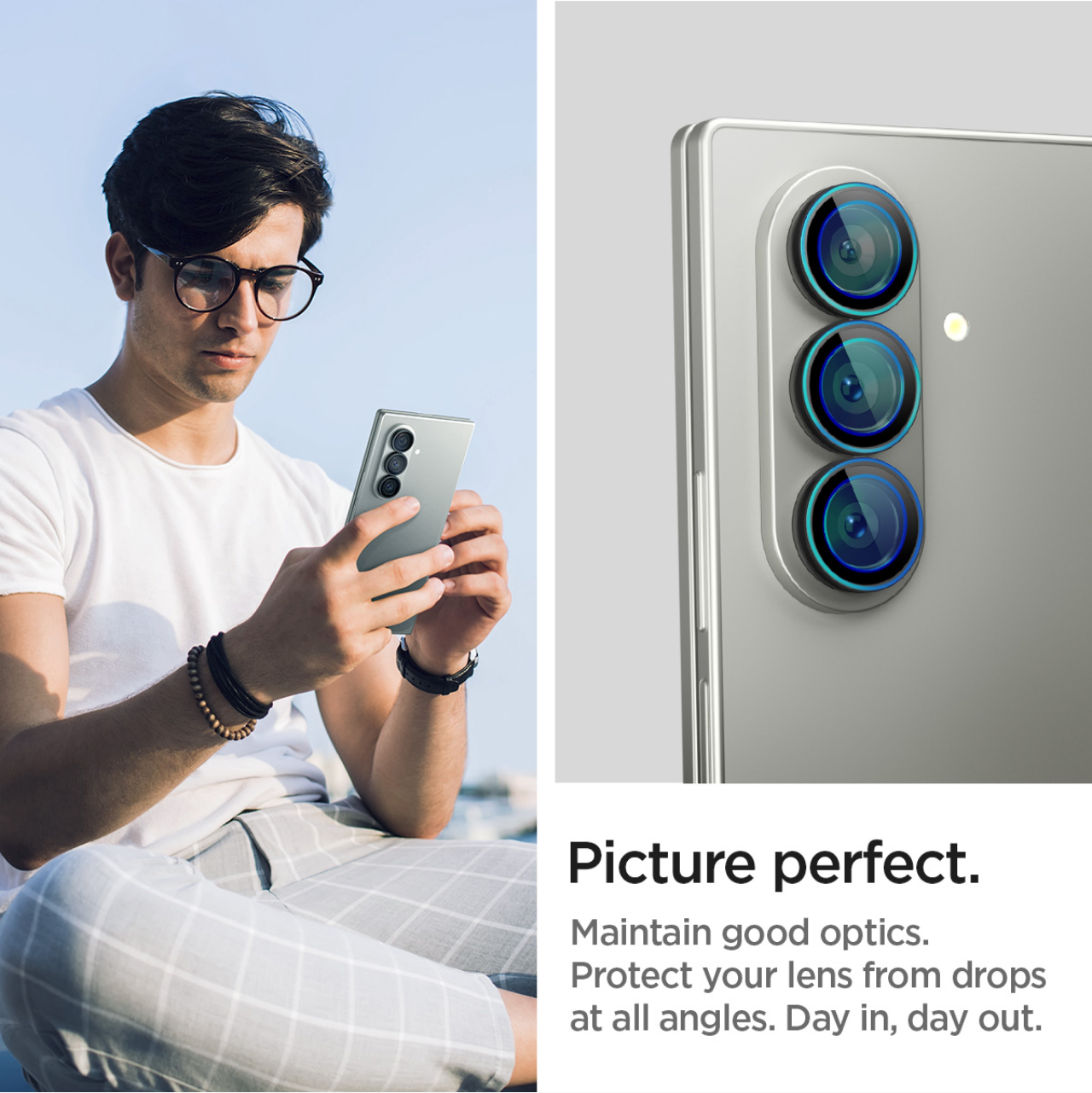 Spigen Galaxy Z Fold 7 Camera Lens Protector Camera Ring with Tray 2 Pack Glas.tR EZ Fit Optik Pro HD - Black AGL09581 (Offline SKU)