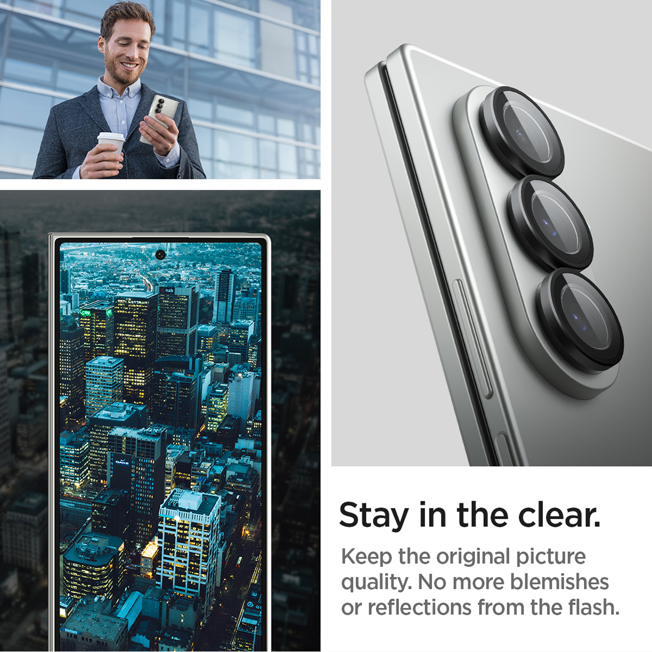 Spigen Galaxy Z Fold 7 Camera Lens Protector Camera Ring with Tray 2 Pack Glas.tR EZ Fit Optik Pro HD - Black AGL09581 (Offline SKU)