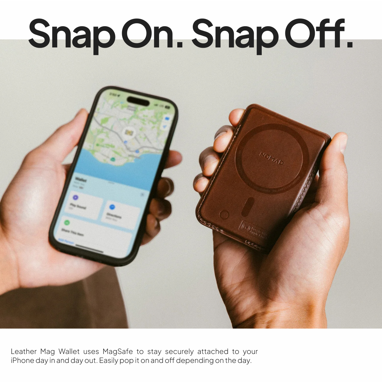 Nomad Card Holder Magsafe Leather Mag Wallet with Find My Tracking - Black Horween NM014469858