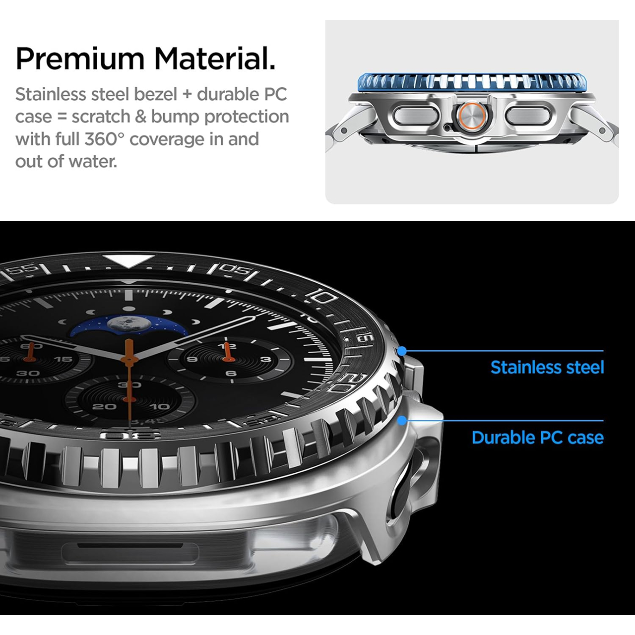 Spigen Galaxy Watch 8 Classic (46mm) Case Bezel Tune Pro Diver - Black ACS10016