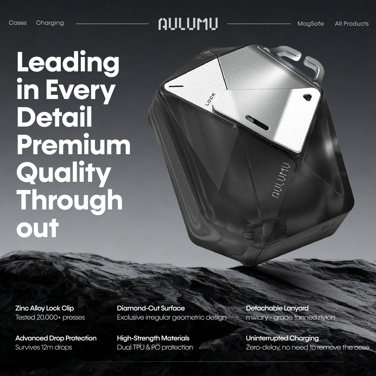 Aulumu AirPods Pro 3 Case A39 Geometric - Black UA-A39-BK