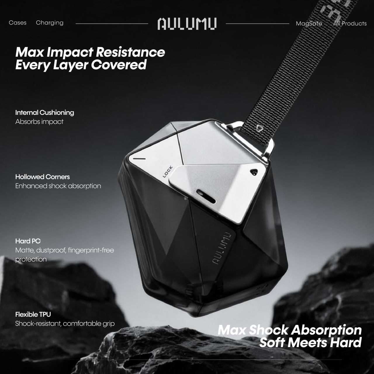 Aulumu AirPods Pro 3 Case A39 Geometric - Black UA-A39-BK