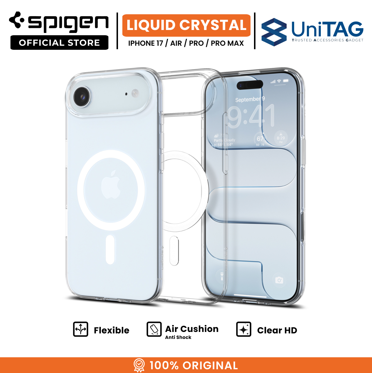 Spigen iPhone 17 Pro Max Case Liquid Crystal MagFit - Clear White ACS10394-1 (Offline SKU)