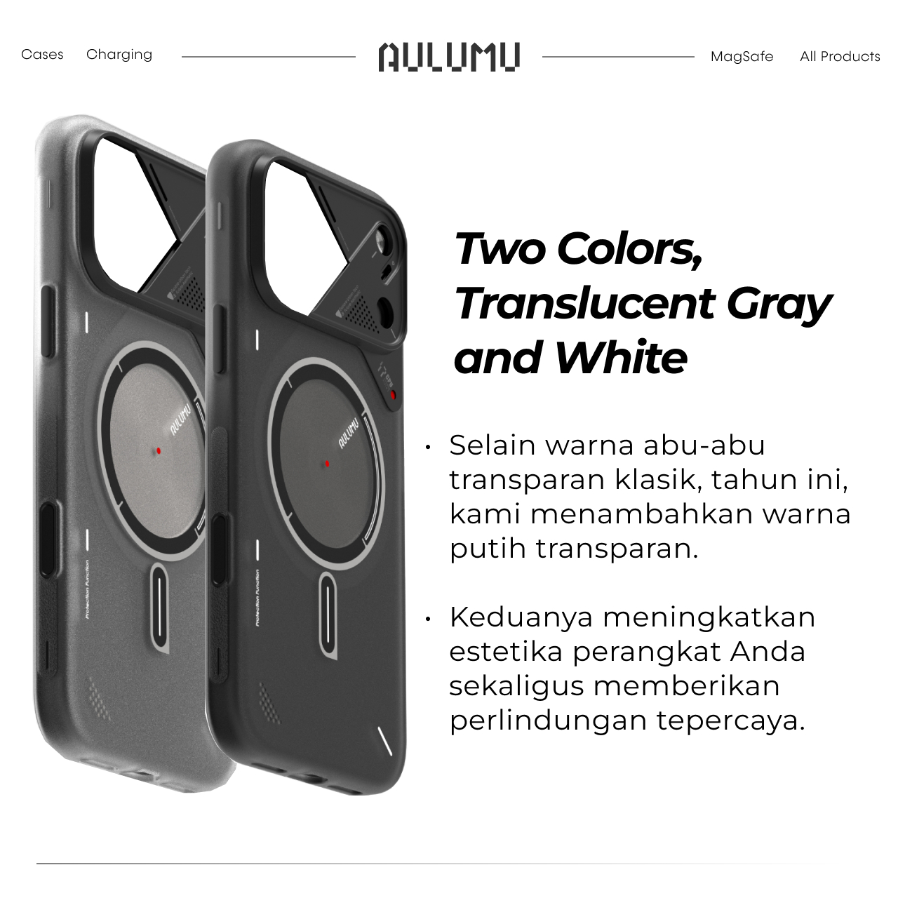 Aulumu iPhone 17 Pro Max Case Frosted MagSafe - Translucent White A17-TPU-CR-PM