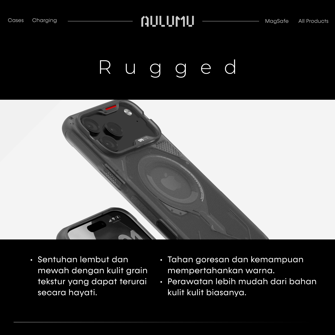 Aulumu iPhone 17 Pro Max Case Rugged MagSafe - Translucent Gray A17-RG-PM