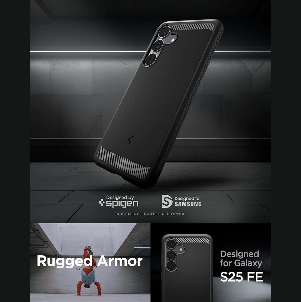 Spigen Samsung Galaxy S25 FE Case Rugged Armor - Matte Black ACS10025