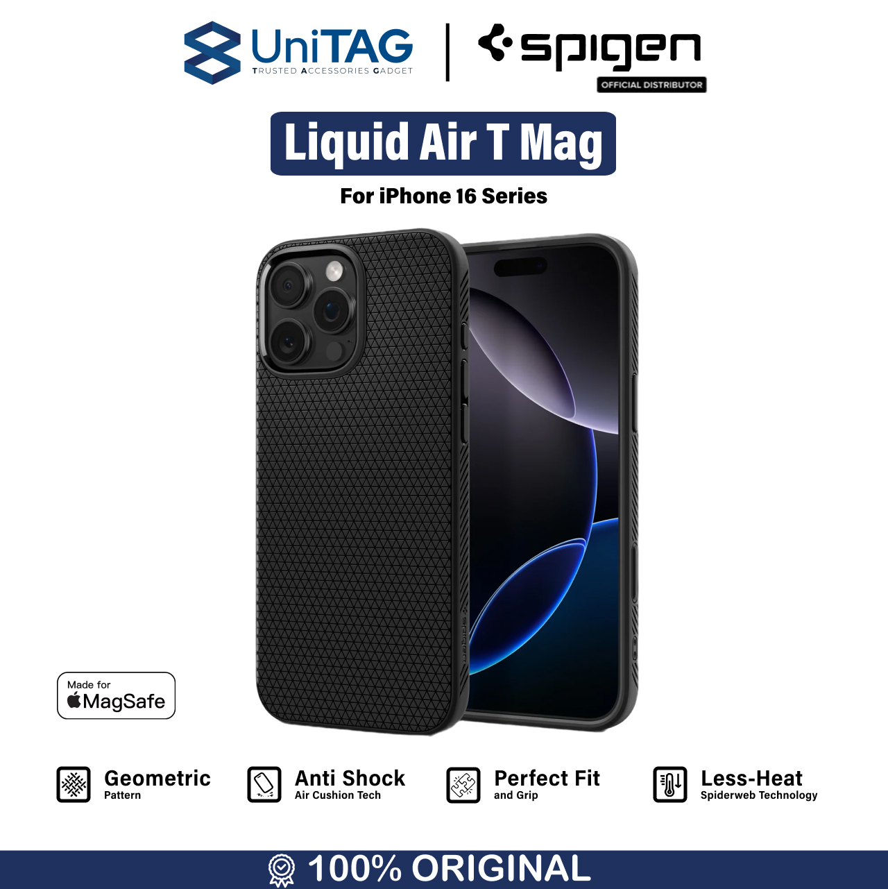 Spigen iPhone 16 Pro Max Case Liquid Air T Magfit - Matte Black ACS09114-1
