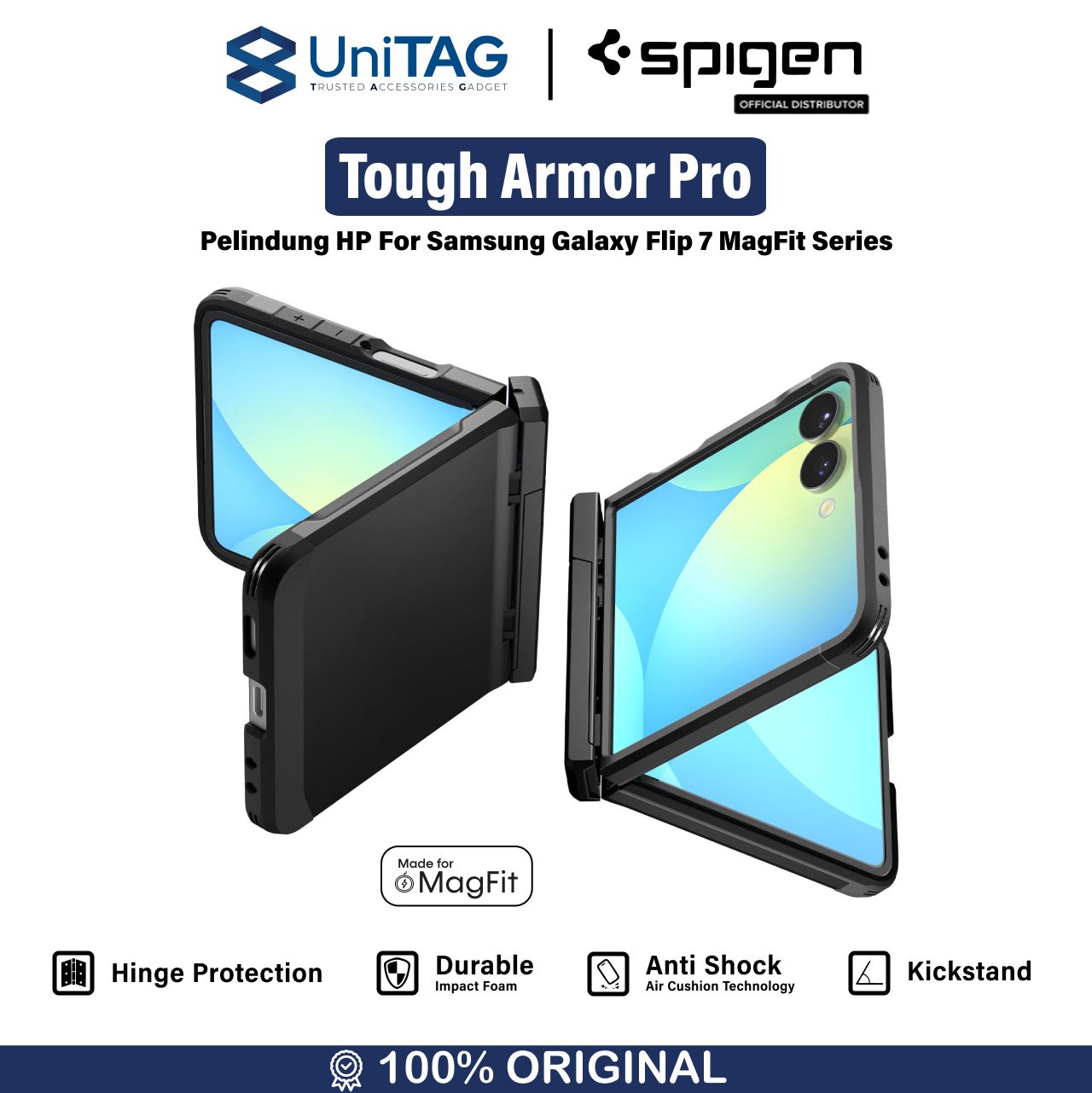 Spigen Galaxy Z Flip 7 / FE / Flip 6 Case Tough Armor Pro MagFit - Black ACS09807