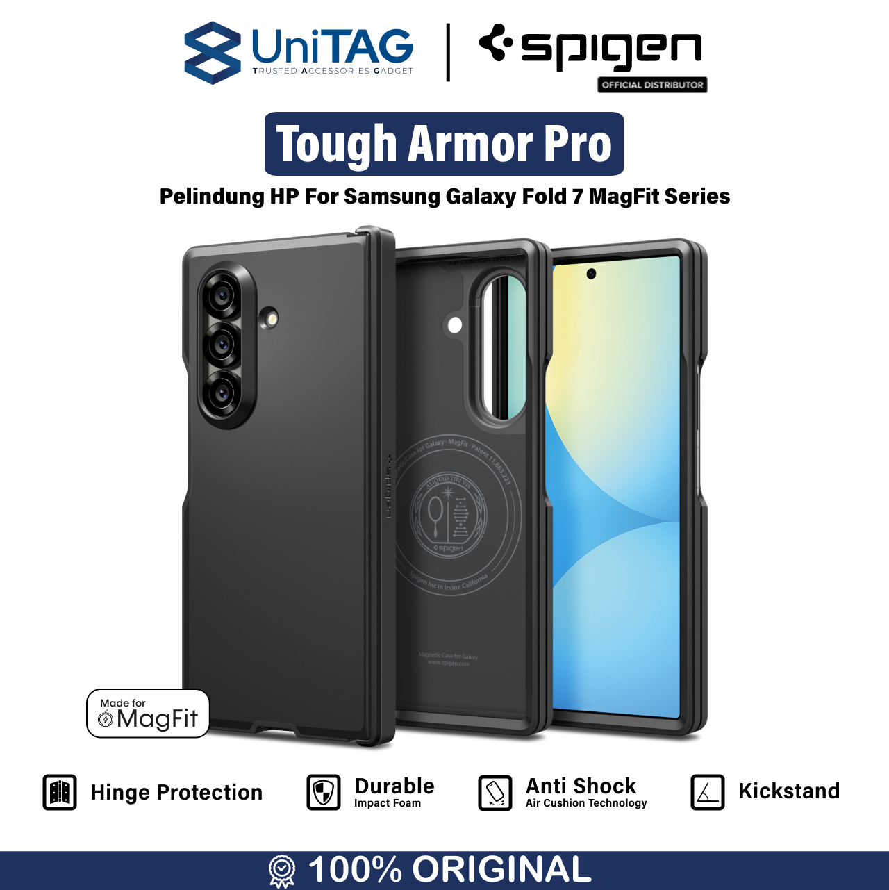 Spigen Galaxy Z Fold 7 Case Tough Armor Pro MagFit - Black ACS09549