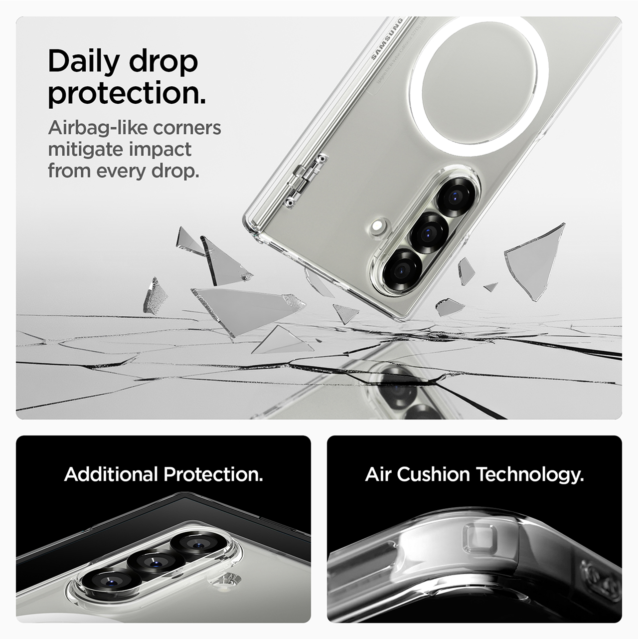 Spigen Galaxy Z Fold 7 Case Ultra Hybrid Pro MagFit - Clear White ACS09546