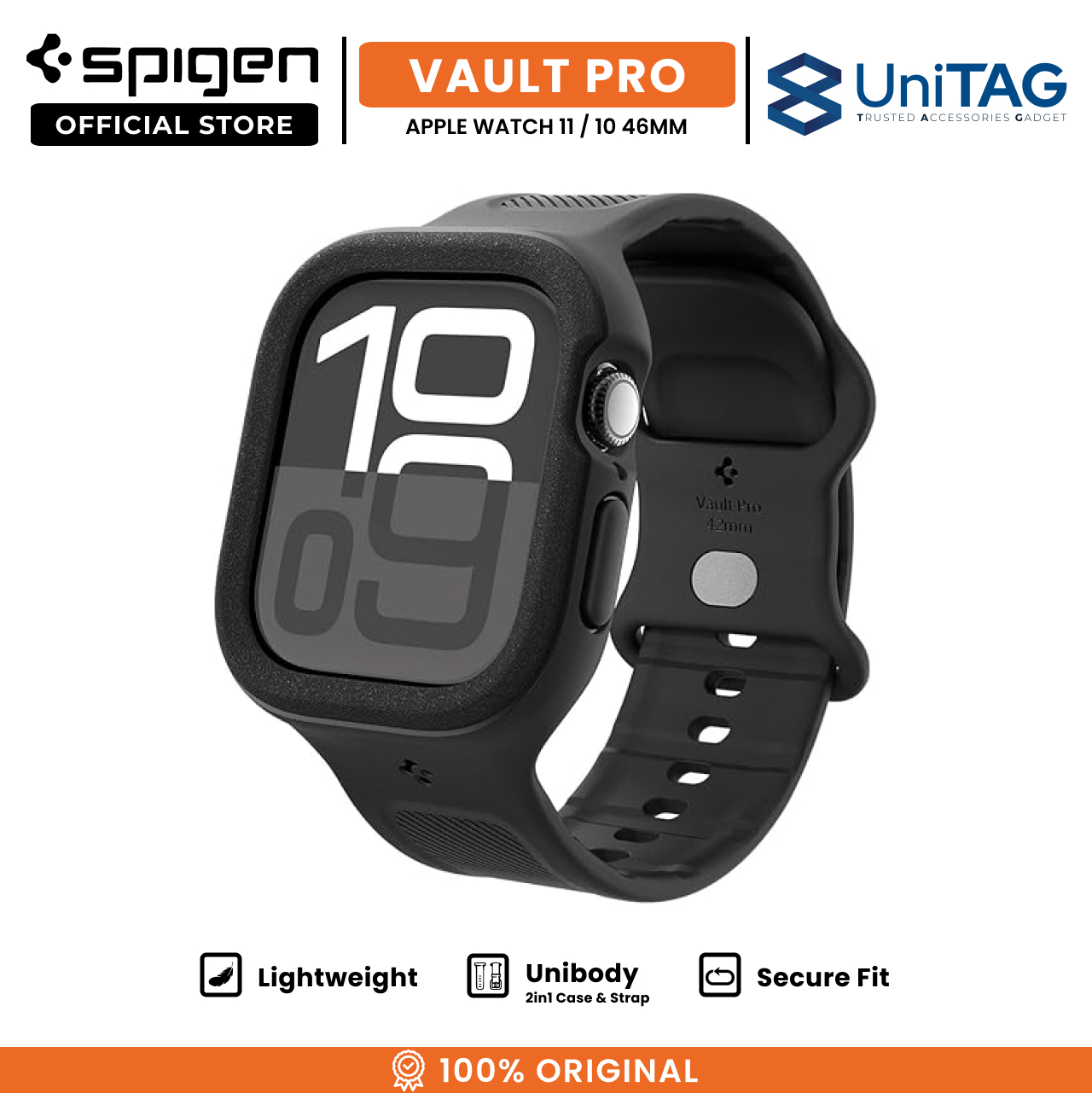 Spigen Apple Watch 46mm (Series 11/ 10) Case Strap Vault Pro - Black ACS09391-1