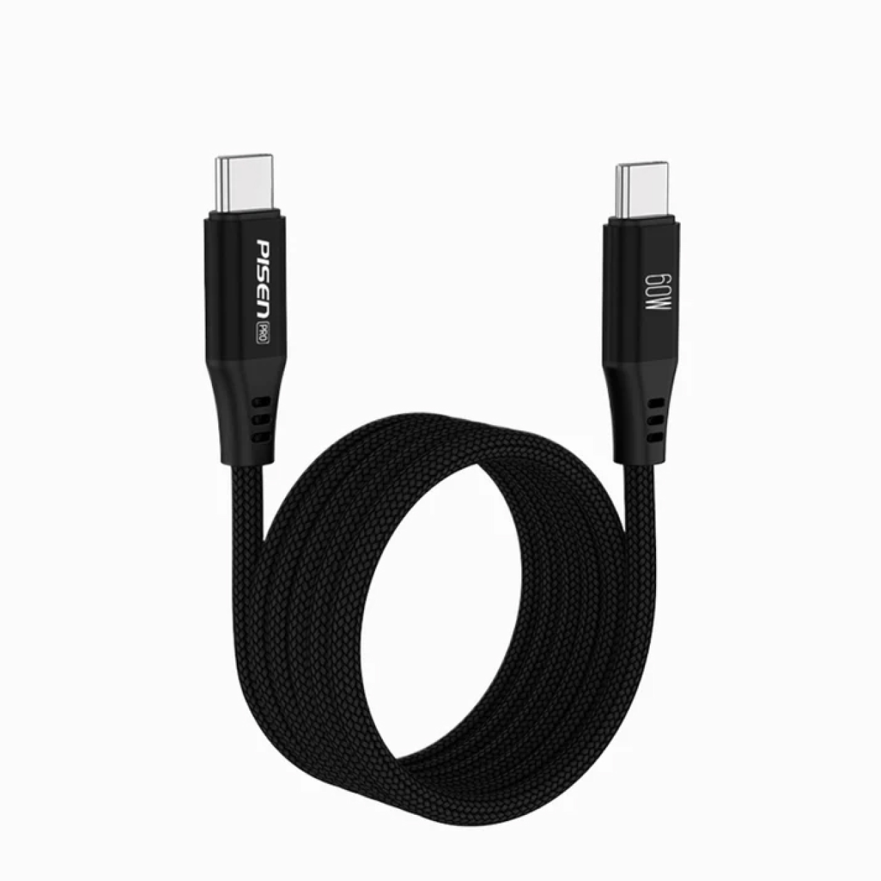 Pisen Kabel Charger USB C - USB C 60W Magloop Braided 1m - Black CC-FC22-1000