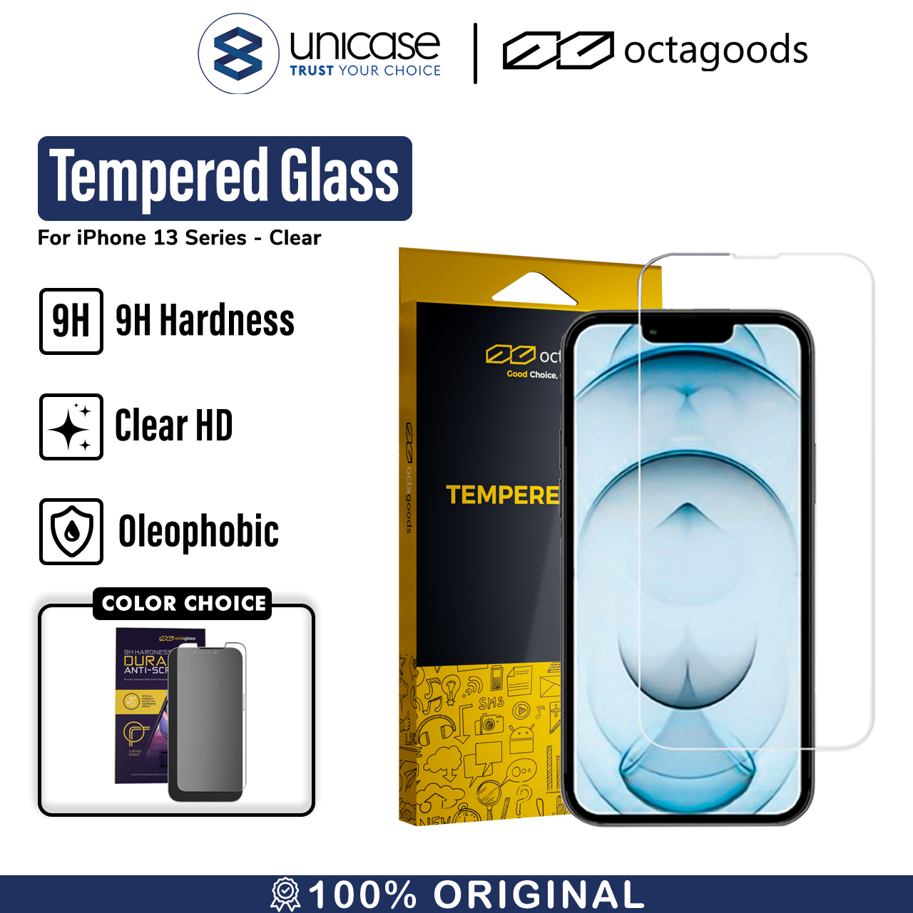 Octagoods iPhone 13 Pro Max Tempered Glass 2.5D Full Cover - Clear PG6372