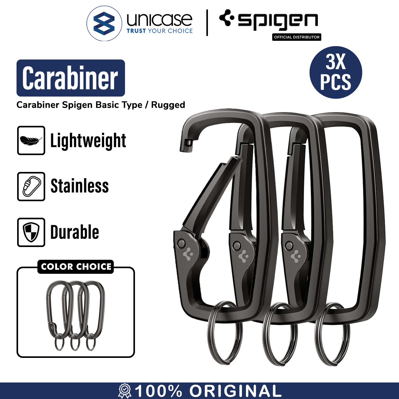 Gantungan Carabiner Spigen Basic Type / Rugged Type Key Chain Hook