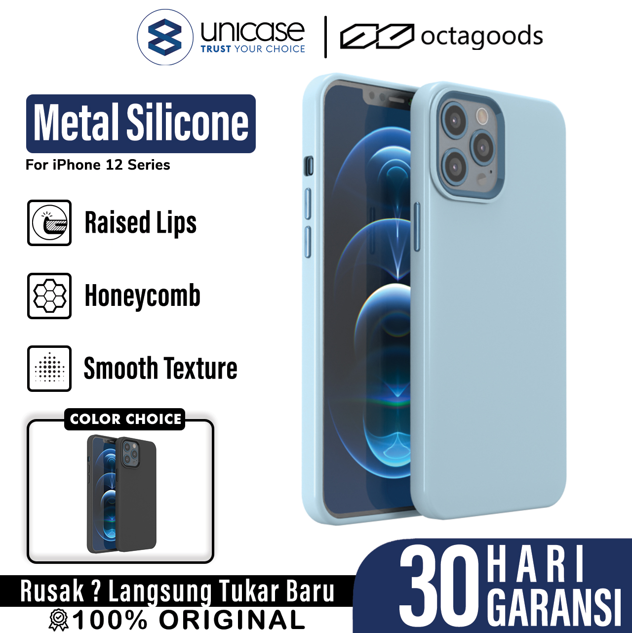 Case iPhone 12 Pro Max Mini Octagoods Metal Silicone Hybrid Soft Matte