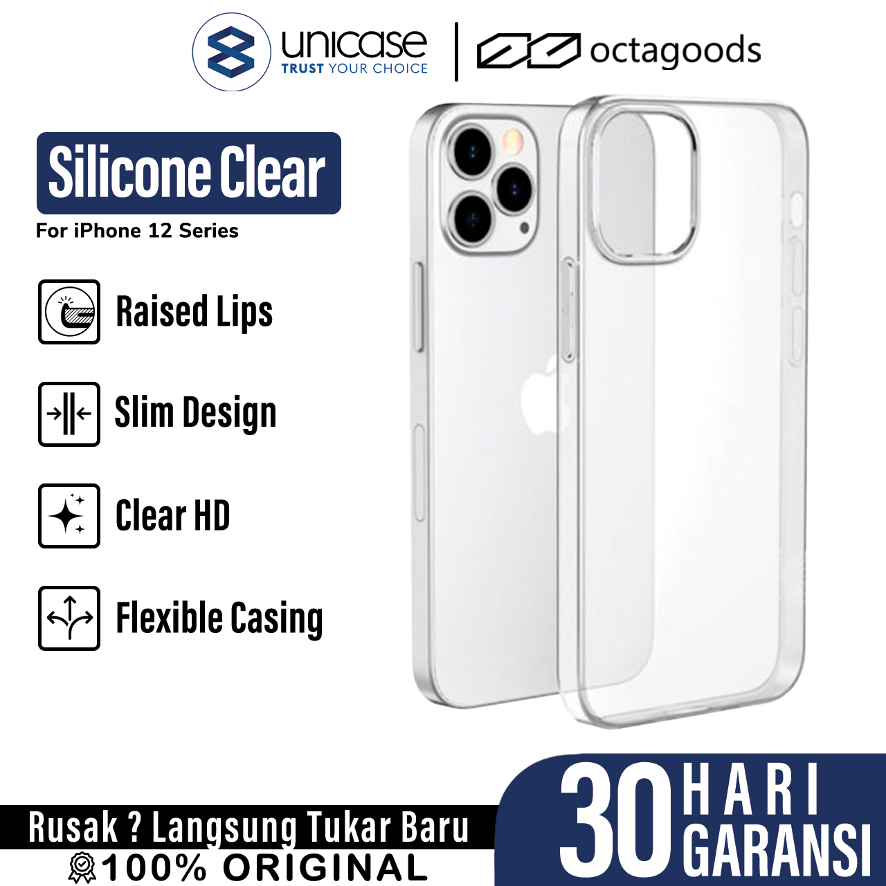 Case iPhone 12 Pro Max 12 Pro Mini OCTACASE Silicone Clear Soft Casing