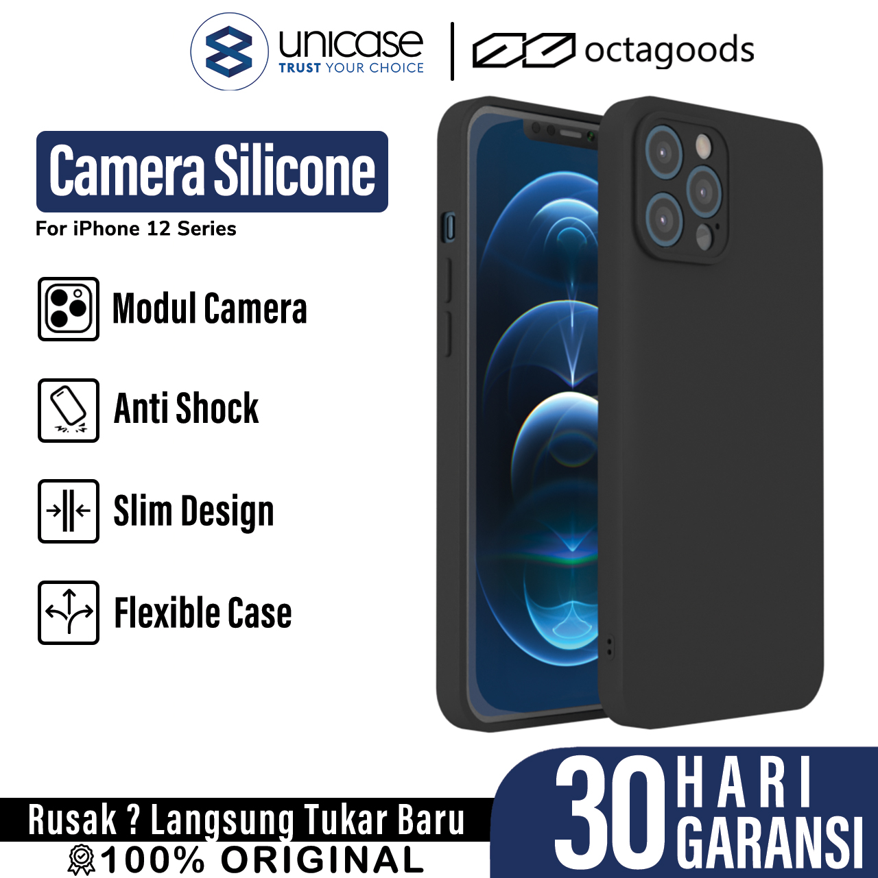Case iPhone 12 Pro Max Mini Octagoods Camera Silicone Cover Softcase
