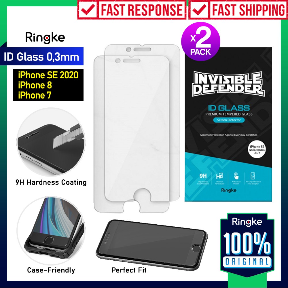 Tempered Glass iPhone SE 3 2022/2020 8/7 Ringke ID Clear Anti Gores 9H